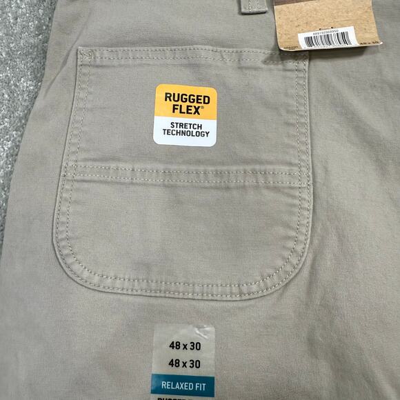 Carhartt NWT Rugged Flex Relaxed Fit Canvas Work Pants Khaki Mens 48x30 Workwear - Picture 5 of 15